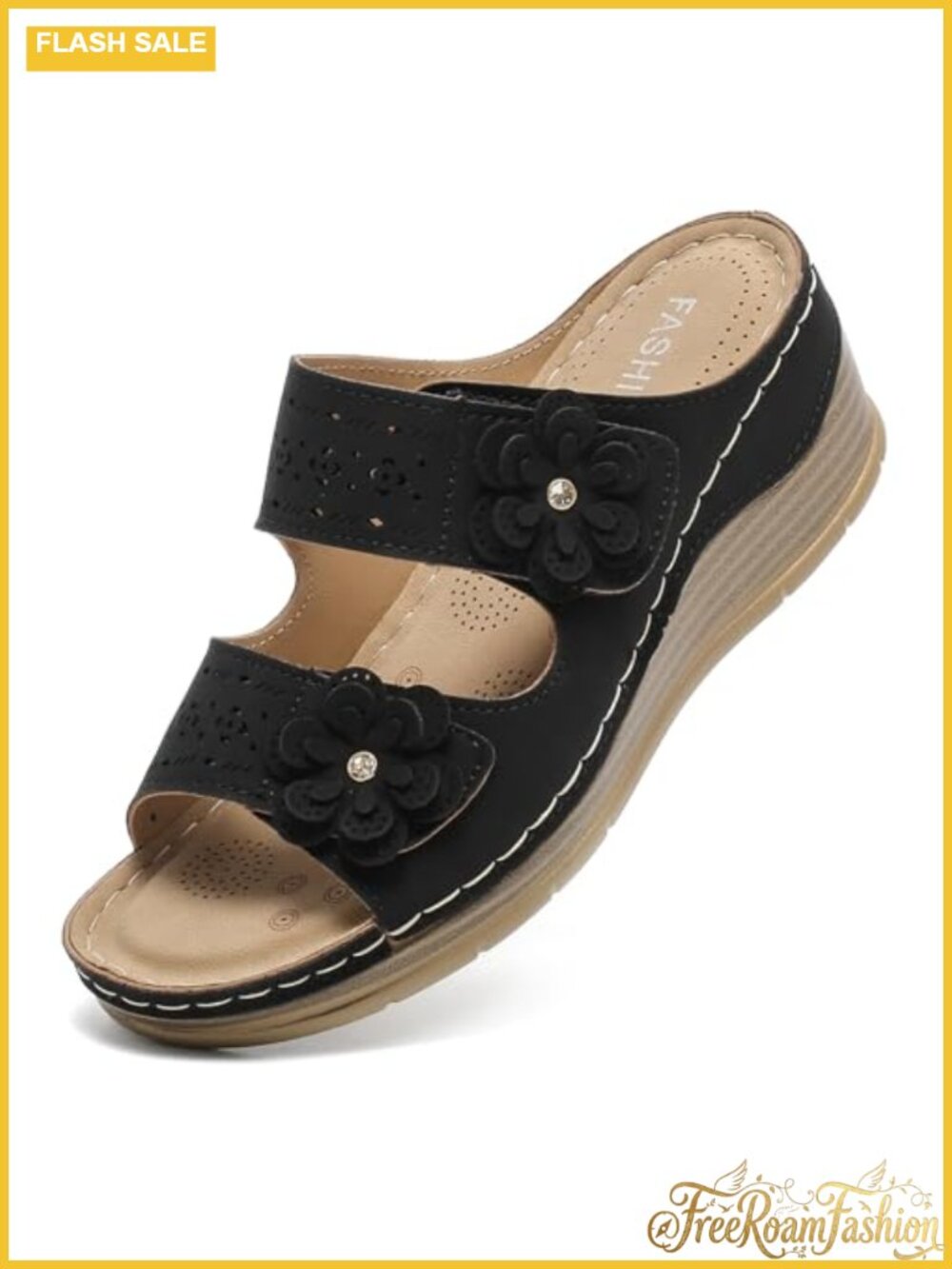 Wedge Sandals Platform Slides Open Toe PU Leather Summer Dressy